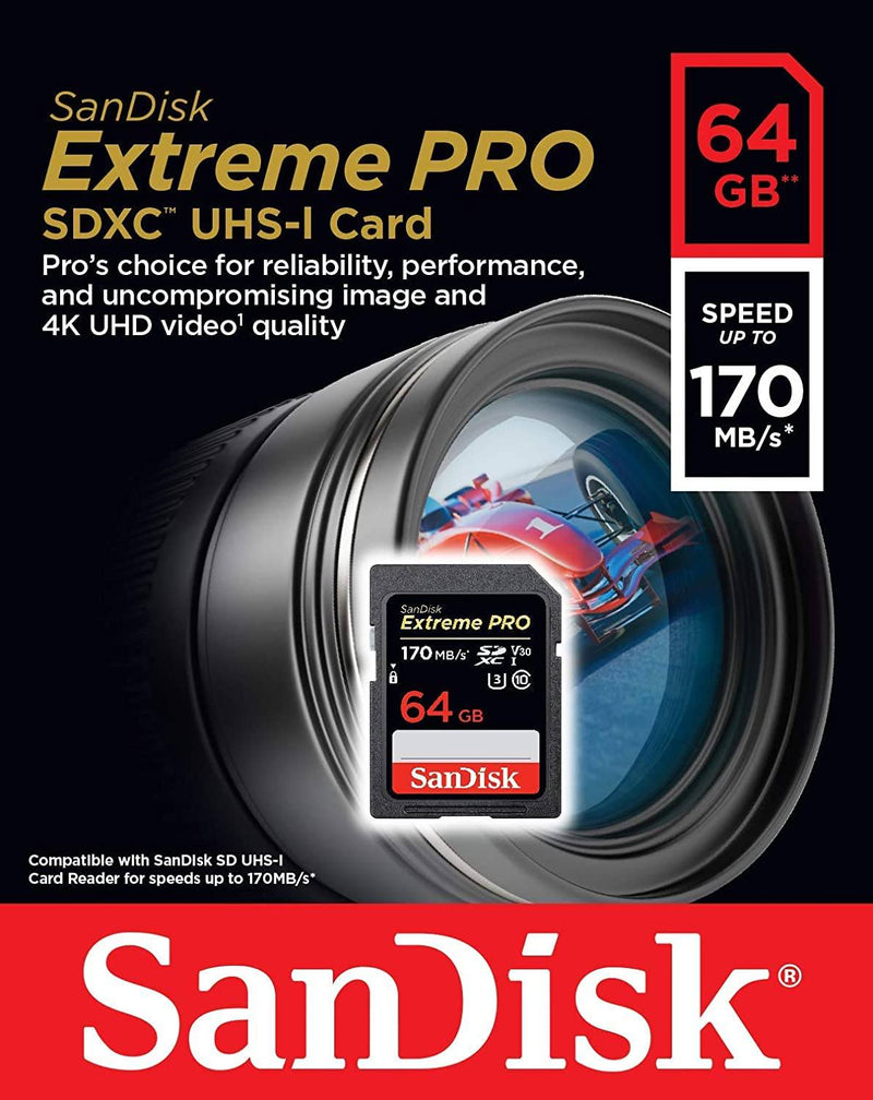 Cartão de Memória Sandisk SD Extreme Pro 170mb/s 64GB